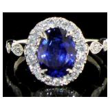 14k Gold 3.01 ct Oval Sapphire & Diamond Ring