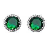 Round 4.00 ct Emerald Solitaire Earrings