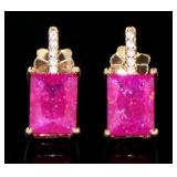 Radiant Cut 4.00 ct Pink Sapphire Post Earrings