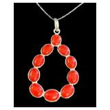 Genuine 8.50 ct Red Coral Designer Pendant