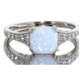 Cushion Cut 1.30 ct White Opal Dinner Ring