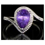 Genuine 1.91 ct Amethyst & Diamond Accent Ring