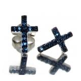 Natural Blue Diamond Cross Earrings