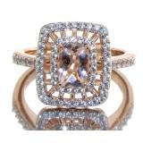 Oval Natural Morganite & Zircon Designer Ring