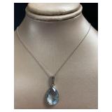 Pear Cut 6.05 ct Blue Topaz Pendant