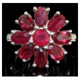 Genuine 5.84 ct Ruby & Zircon Cocktail Ring