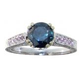 14kt Gold 1.91ct Blue Diamond & Pink Sapphire Ring