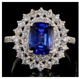 14K White Gold 3.50 ct Sapphire & Diamond Ring