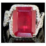 18kt Gold 15.10 ct Ruby & Diamond Ring