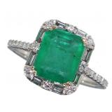 14k Gold 2.83 ct Emerald & Diamond Ring