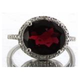 Oval 5.06 ct Natural Garnet & Diamond Ring