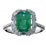 14kt Gold 3.49 ct Natural Emerald & Diamond Ring