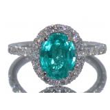 14k Gold 3.84 ct Oval Paraiba & Diamond Ring