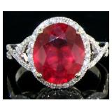 14kt Gold 6.62 ct Oval Ruby & Diamond Ring