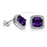 Cushion Cut 4.00 ct Amethyst Earrings