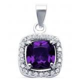 Cushion Cut 3.00 ct Amethyst Pendant