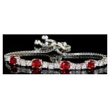 Brilliant 5.50 ct Ruby & White Topaz Bolo Bracelet