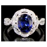 14kt Gold 2.91 ct Oval Sapphire & Diamond Ring