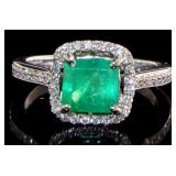 14kt Gold Natural 1.93 ct Emerald & Diamond Ring