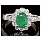 14kt Gold 1.44 ct Oval Emerald & Diamond Ring