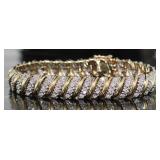 10kt Gold 2.00 ct Large Diamond Wavelink Bracelet