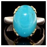 Natural 4.11 ct Cabochon Turquoise Ring