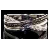 Elegant Black & White Diamond Accent Ring