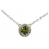 Halo Peridot & White Topaz Designer Necklace