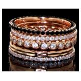 Rose Gold/Sterling Silver 5 pc Eternity Band Set