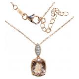 Cushion Cut Natural 4.08 ct Morganite Necklace