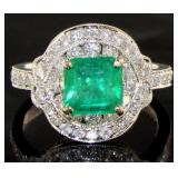 18kt Gold 2.86 ct Emerald & Diamond Ring