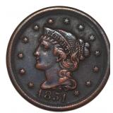 1851 Braided Hair Liberty Copper Large Cent