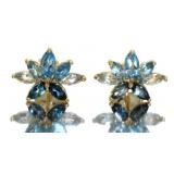 10kt Gold Natural 1.20 ct Blue Topaz Earrings