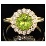 14kt Gold Natural 2.00 ct  Peridot & Diamond Ring