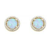 Beautiful Opal & White Topaz Halo Earrings