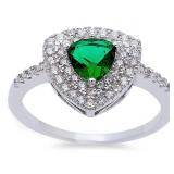 Trillion Shaped 1.75 ct Emerald Designer Ring