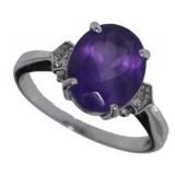 14kt Gold Oval 3.50 ct Amethyst & Diamond Ring