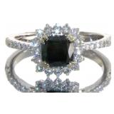 14kt Gold 1.70 ct Cushion Cut Blue Diamond Ring