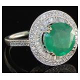 14kt Gold 5.42 ct Emerald & Diamond Ring