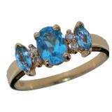 14kt Gold Natural Blue Topaz & Diamond Ring