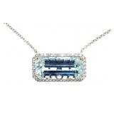 14kt Gold 7.41 ct Aquamarine & Diamond Necklace