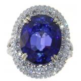 18k Gold 18.14 ct Sapphire & Diamond Ring