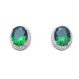 Oval 4.15 ct Emerald Designer Earrings