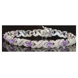 Genuine 7.50 ct Amethyst & Diamond Accent Bracelet