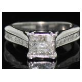 10kt Gold Princess Quad Cut 1.00 ct Diamond Ring