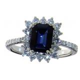 14kt Gold 2.59 ct Sapphire & Diamond Ring