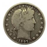 1897 Philadelphia Barber Silver Half Dollar