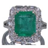 14k Gold 5.35 ct Emerald & Diamond Ring