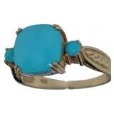 14kt Gold Natural Turquoise & Diamond Ring