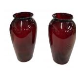 Pair 9" Ruby Vases